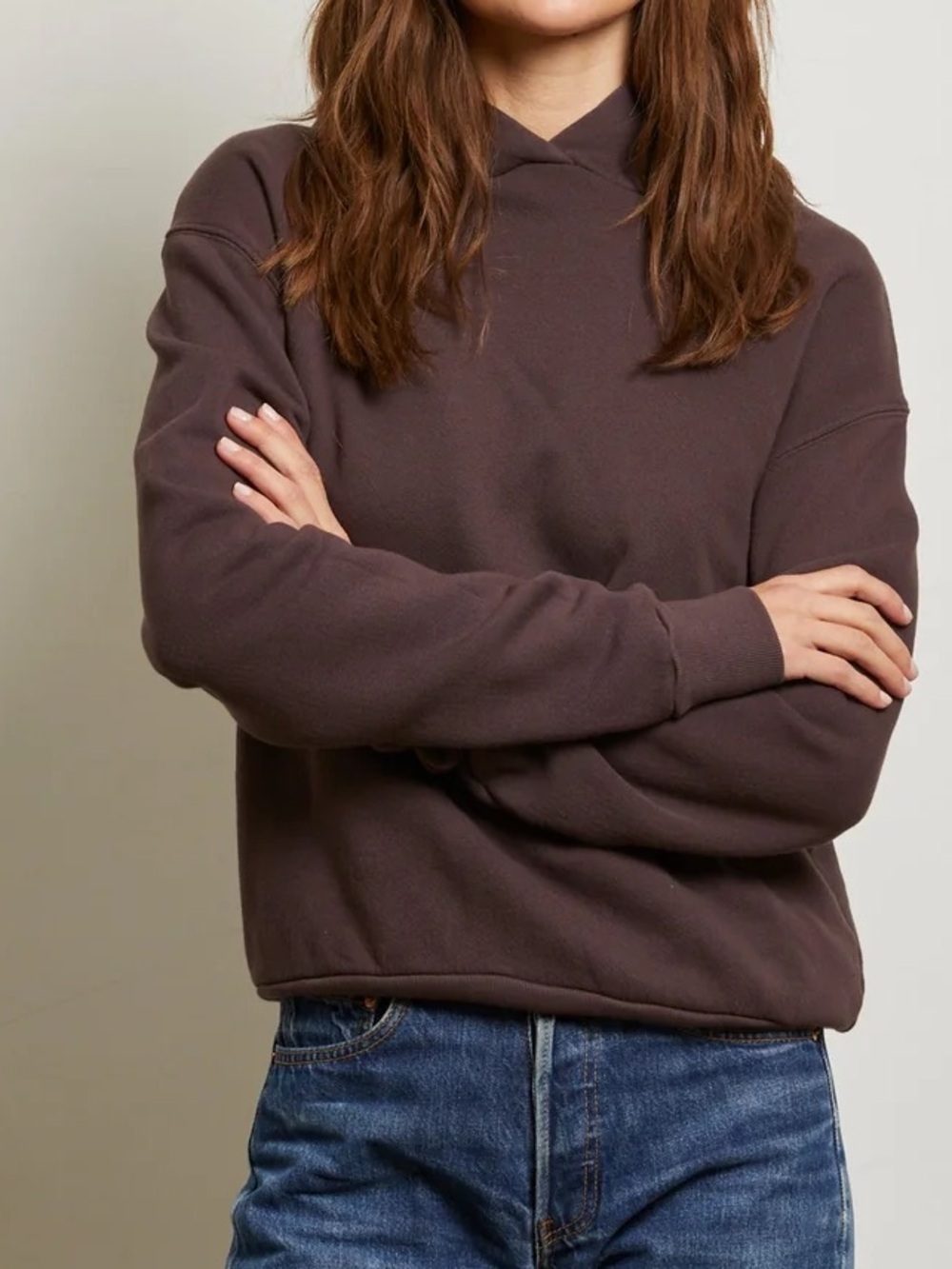 Perfectwhitetee heart fleece pullover hoodie cocoa